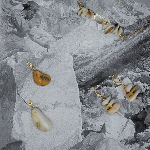 Bijoux en marbre blanc et doré de Carrare bijoux éthiques